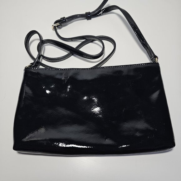 Kate Spade Black Patent Leather Bow Crossbody Purse - Picture 2 of 7